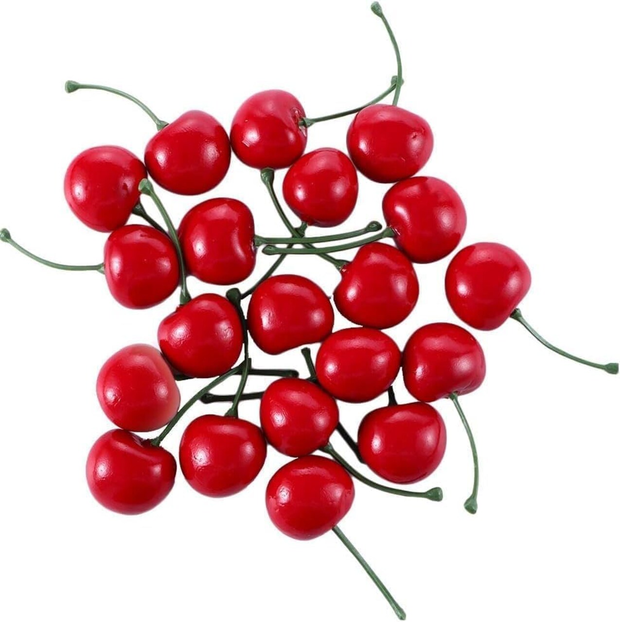 20 Pcs Red Artificial Cherries,Fake Cherries,Fake Fruit Decor Simulation Cherry